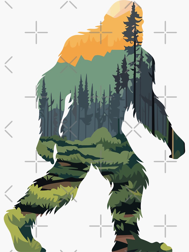 Thumbnail 3 of 3, Sticker, Sasquatch Bigfoot Cryptids Graphic Art Cryptozoology designed and sold by caileag.