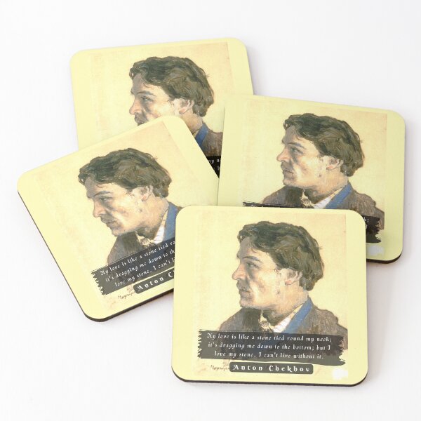 Item preview, Anton Chekhov portrait and  Quote: My love is like a stone tied round my neck; designed and sold by artbleed.