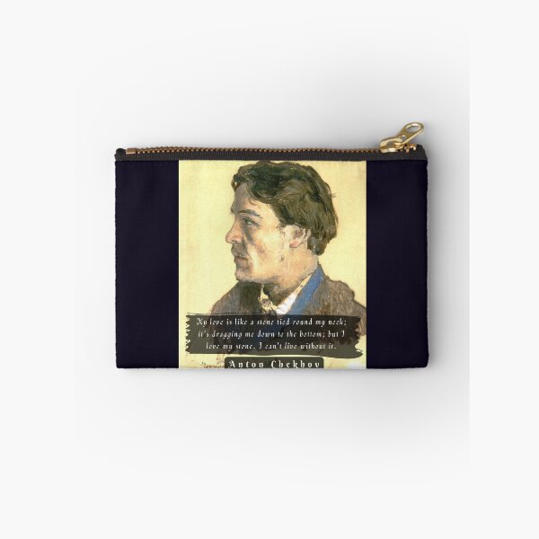 Item preview, Anton Chekhov portrait and  Quote: My love is like a stone tied round my neck; designed and sold by artbleed.