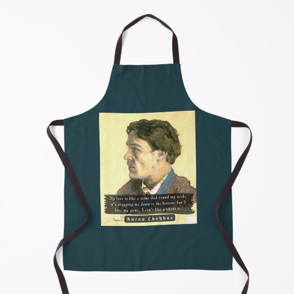 Item preview, Anton Chekhov portrait and  Quote: My love is like a stone tied round my neck; designed and sold by artbleed.