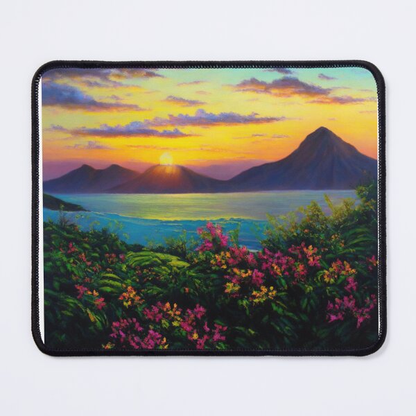 Item preview, island life sunset over mountain range designed and sold by Crapscouture.