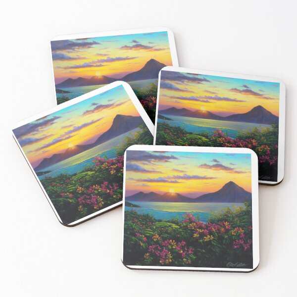 Item preview, island life sunset over mountain range designed and sold by Crapscouture.