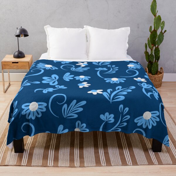 Item preview, White and dusky blue flowers calming pattern designed and sold by stayartsy07.