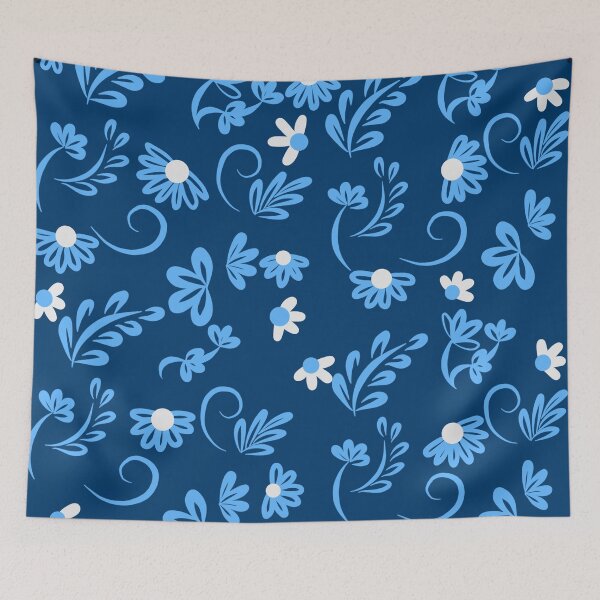 Item preview, White and dusky blue flowers calming pattern designed and sold by stayartsy07.