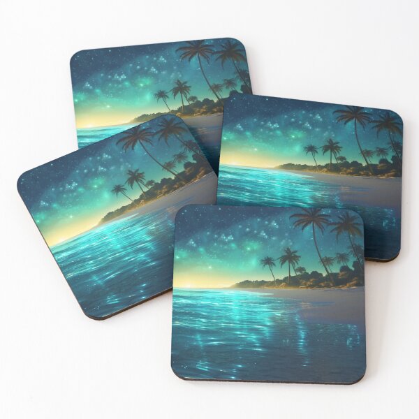 Item preview, San Diego Beach Bioluminescent Nighttime Digital Illustration designed and sold by EVAWCollection.