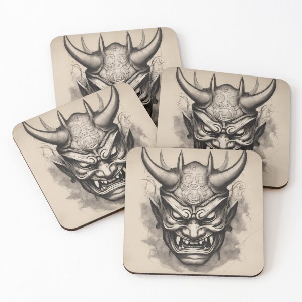 Item preview, Japanese oni mask handdrawn sketch designed and sold by RK - Shop.