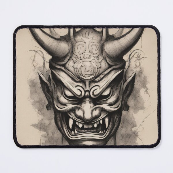 Item preview, Japanese oni mask handdrawn sketch designed and sold by RK - Shop.