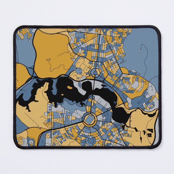 Item preview, Canberra Map Pattern in Blue & Gold designed and sold by PatternMaps.