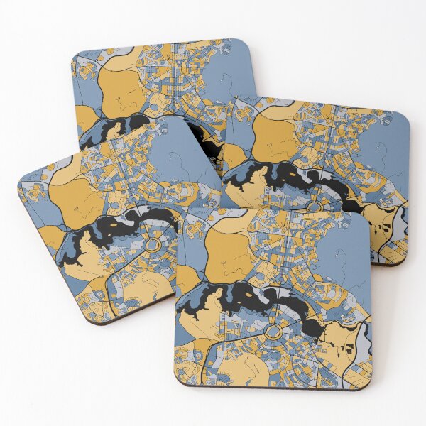 Item preview, Canberra Map Pattern in Blue & Gold designed and sold by PatternMaps.