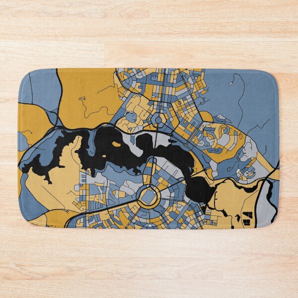 Item preview, Canberra Map Pattern in Blue & Gold designed and sold by PatternMaps.