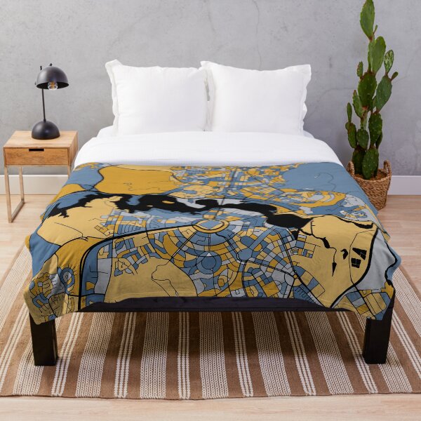 Artikelvorschau, Canberra-Kartenmuster in Blau und Gold entworfen und verkauft von PatternMaps.