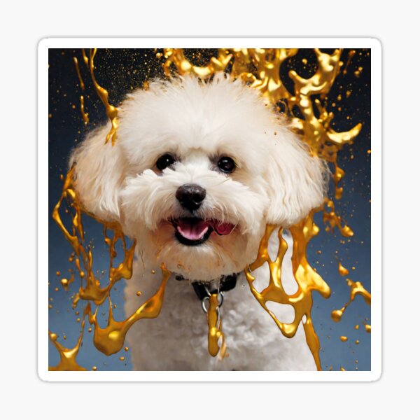 Bichon Frise Splashed With Gold Paint Sticker