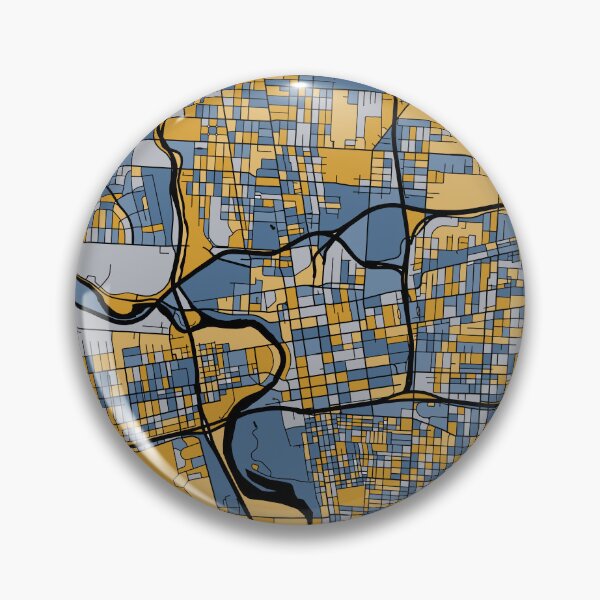 Item preview, Columbus Map Pattern in Blue & Gold designed and sold by PatternMaps.