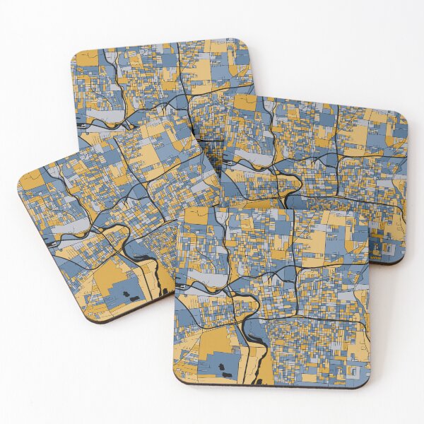 Item preview, Columbus Map Pattern in Blue & Gold designed and sold by PatternMaps.