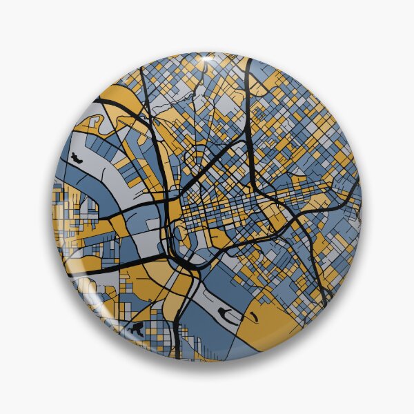 Artikelvorschau, Dallas-Kartenmuster in Blau und Gold entworfen und verkauft von PatternMaps.