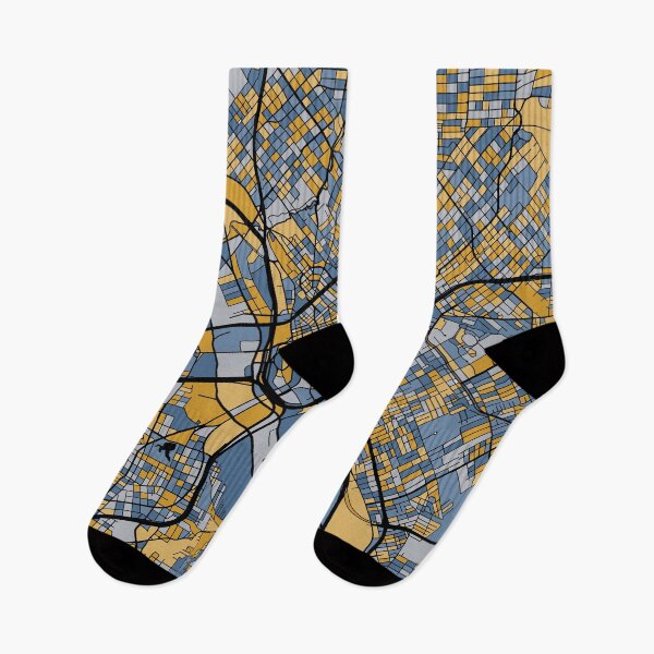 Artikelvorschau, Dallas-Kartenmuster in Blau und Gold entworfen und verkauft von PatternMaps.