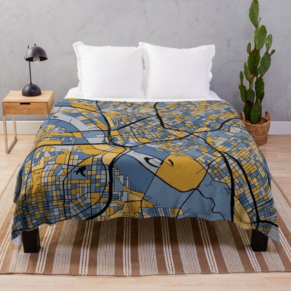 Item preview, Dallas Map Pattern in Blue & Gold designed and sold by PatternMaps.