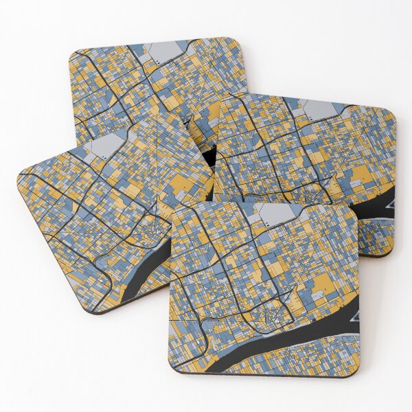 Item preview, Detroit Map Pattern in Blue & Gold designed and sold by PatternMaps.