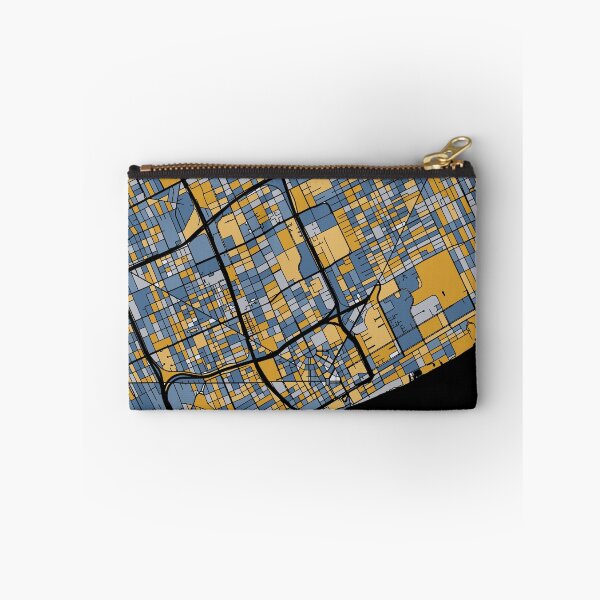Aperçu de l'œuvre Motif de carte de Detroit en bleu et or créée et vendue par PatternMaps.