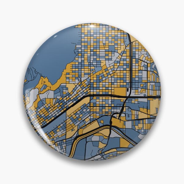 Aperçu de l'œuvre Motif de carte d'El Paso en bleu et or créée et vendue par PatternMaps.