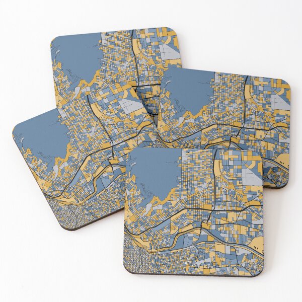 Item preview, El Paso Map Pattern in Blue & Gold designed and sold by PatternMaps.