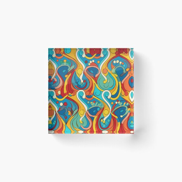 Item preview, Colorful fantasy pattern blue red green turquoise yellow ornaments designed and sold by G-M-Designs.