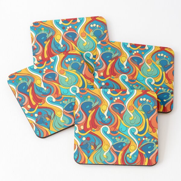 Item preview, Colorful fantasy pattern blue red green turquoise yellow ornaments designed and sold by G-M-Designs.
