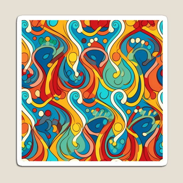 Item preview, Colorful fantasy pattern blue red green turquoise yellow ornaments designed and sold by G-M-Designs.
