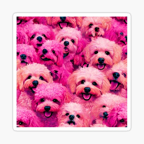 Pink Bichon Frise Collage Sticker