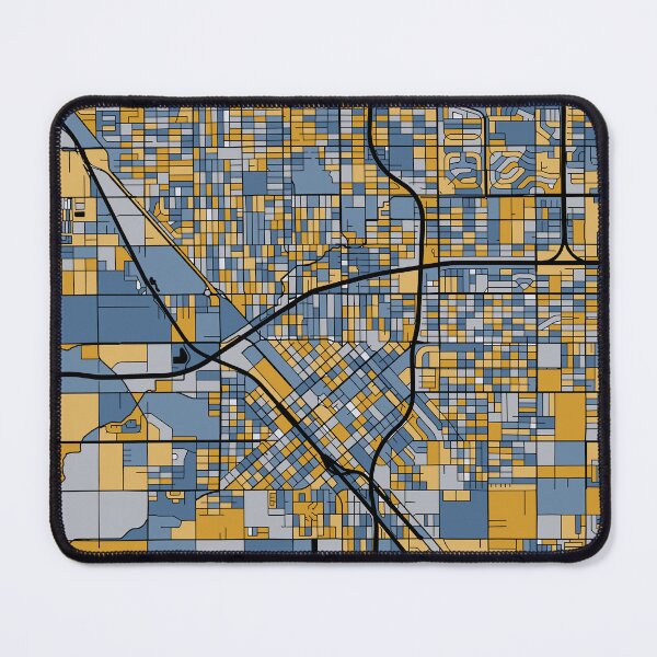 Item preview, Fresno Map Pattern in Blue & Gold designed and sold by PatternMaps.