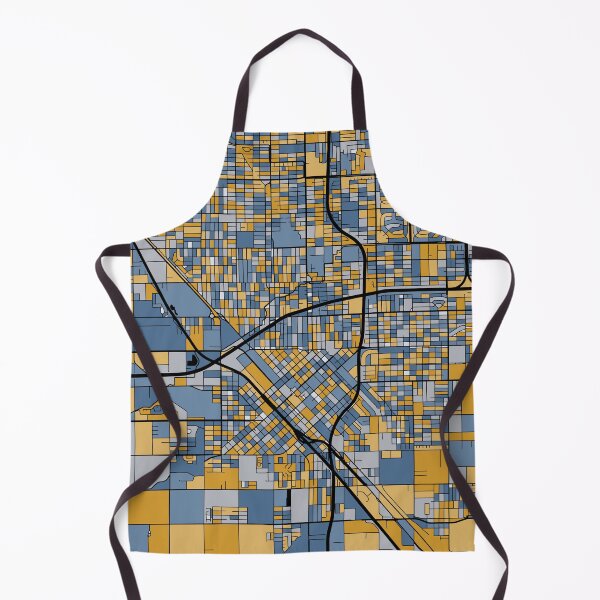Item preview, Fresno Map Pattern in Blue & Gold designed and sold by PatternMaps.