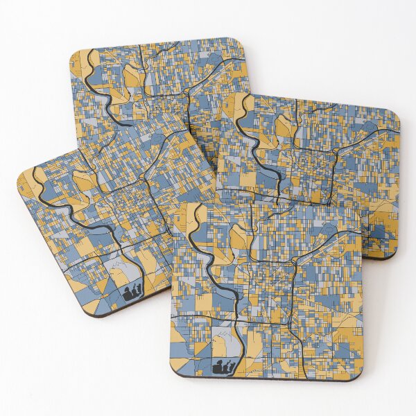Item preview, Indianapolis Map Pattern in Blue & Gold designed and sold by PatternMaps.