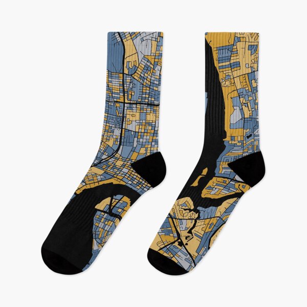 Artikelvorschau, Jacksonville-Kartenmuster in Blau und Gold entworfen und verkauft von PatternMaps.