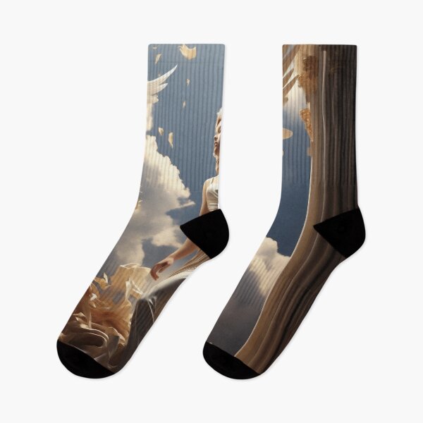 Item preview, Ethereal Ascent: Person on Heaven's Staircase Amidst Columns, Sky, and Clouds designed and sold by oanaunciuleanu.