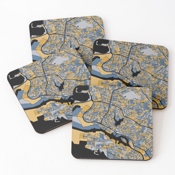 Item preview, Oakland Map Pattern in Blue & Gold designed and sold by PatternMaps.