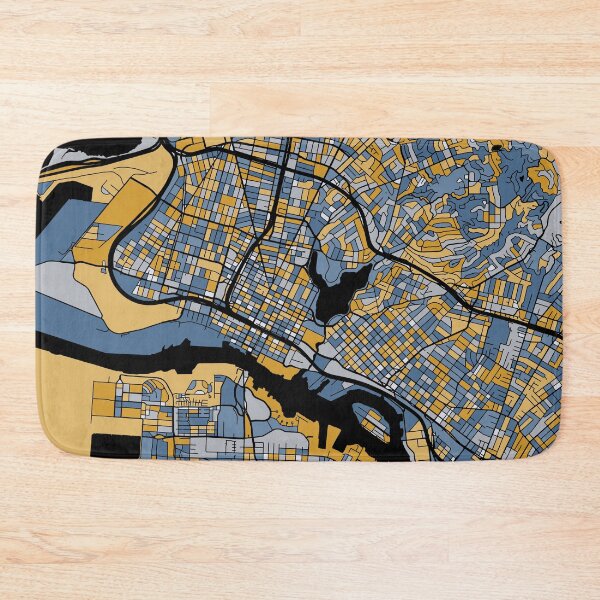 Item preview, Oakland Map Pattern in Blue & Gold designed and sold by PatternMaps.