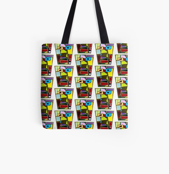 Scattered Mess Repeat (Facemadics abstract face colorful contemporary) All Over Print Tote Bag