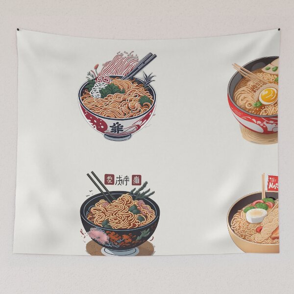 Item preview, vintage japanses ramen noodles bowl humor anime food plate pasta tokyo kawaii chibi  designed and sold by Print&Perfection  ⭐⭐⭐⭐⭐.