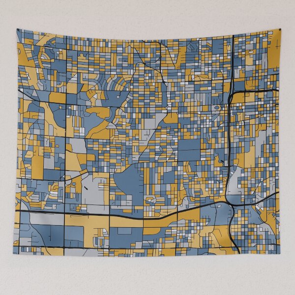 Item preview, Omaha Map Pattern in Blue & Gold designed and sold by PatternMaps.