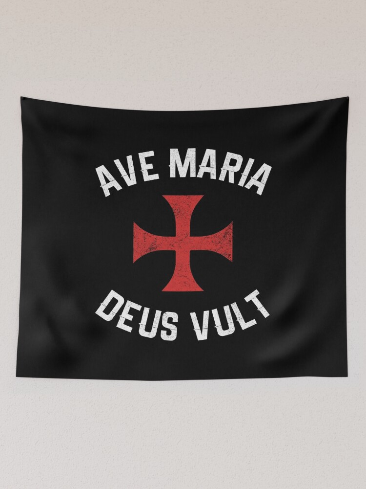 Ave Maria Deus Vult Saracens Medieval Holy Lands Christian Tapestry