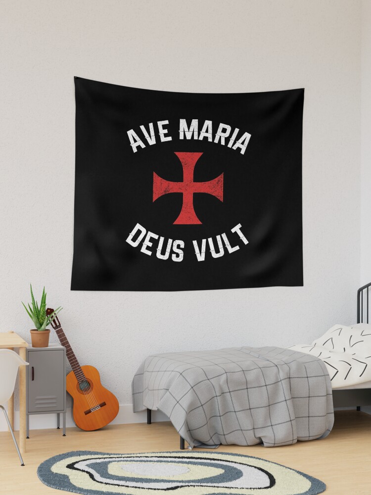 Ave Maria Deus Vult Saracens Medieval Holy Lands Christian Tapestry