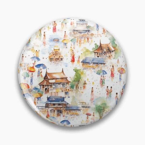 Item preview, Songkran in Thailand Watercolor Seamless Pattern designed and sold by PutsGroup.