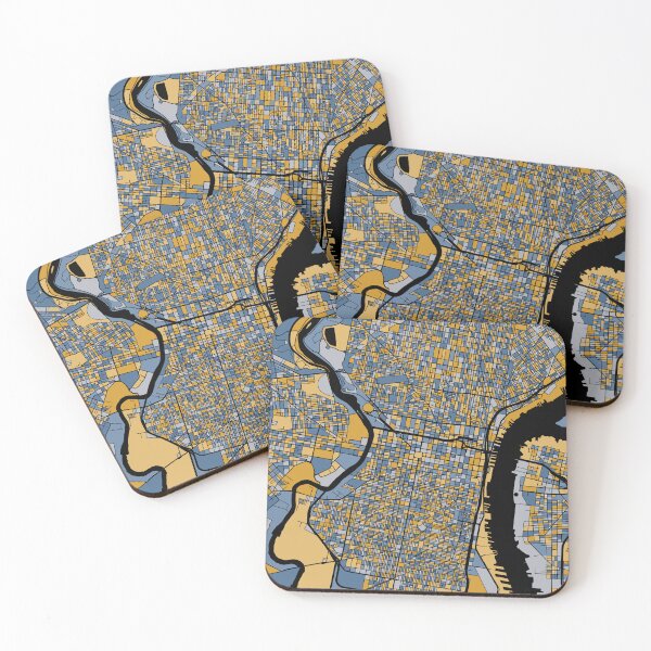 Item preview, Philadelphia Map Pattern in Blue & Gold designed and sold by PatternMaps.
