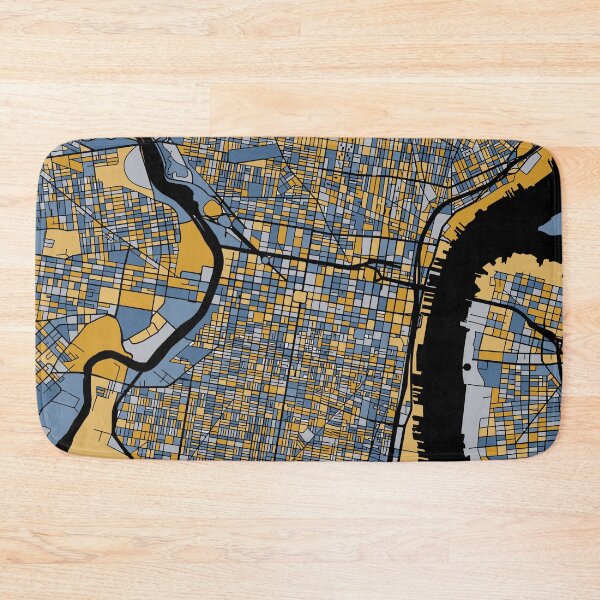 Item preview, Philadelphia Map Pattern in Blue & Gold designed and sold by PatternMaps.