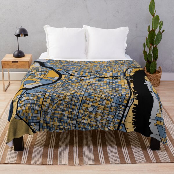 Item preview, Philadelphia Map Pattern in Blue & Gold designed and sold by PatternMaps.