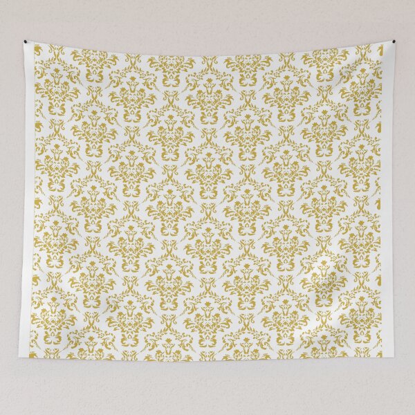 Item preview, Damask pattern wallpaper white and gold designed and sold by RaionKeiji.