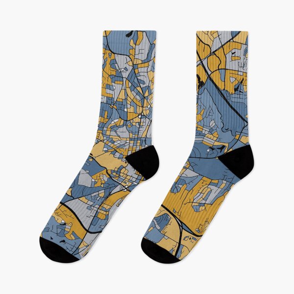 Item preview, Raleigh Map Pattern in Blue & Gold designed and sold by PatternMaps.