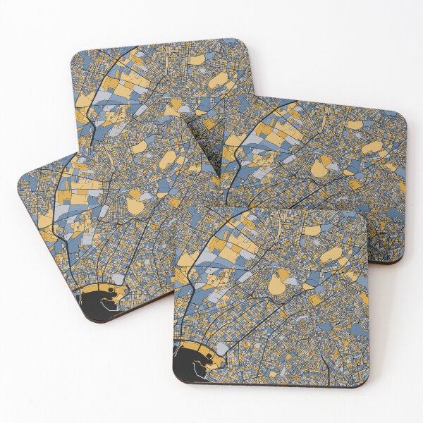 Item preview, Athens Map Pattern in Blue & Gold designed and sold by PatternMaps.