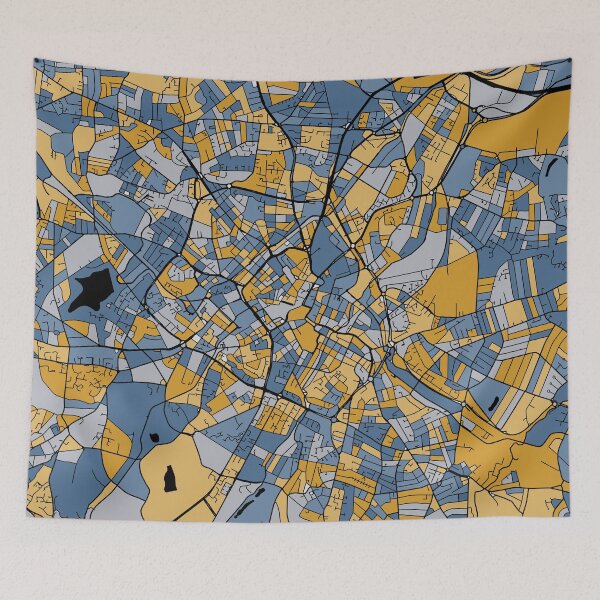 Item preview, Birmingham Map Pattern in Blue & Gold designed and sold by PatternMaps.