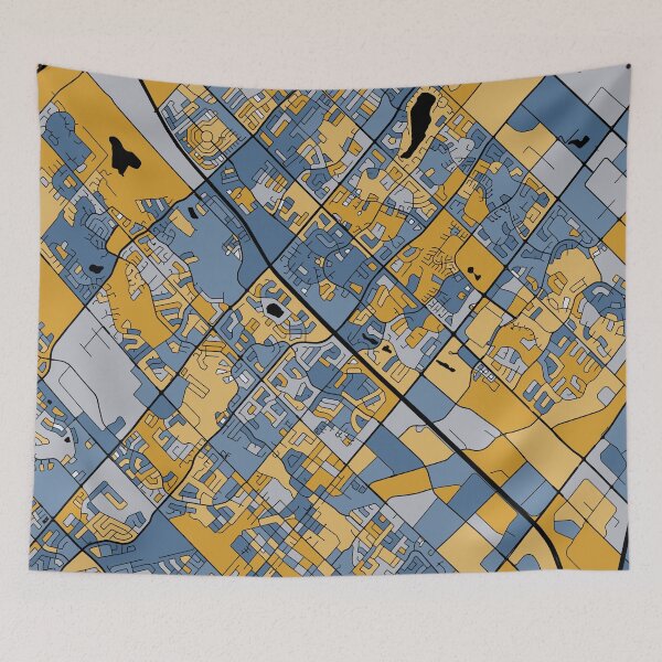 Item preview, Brampton Map Pattern in Blue & Gold designed and sold by PatternMaps.
